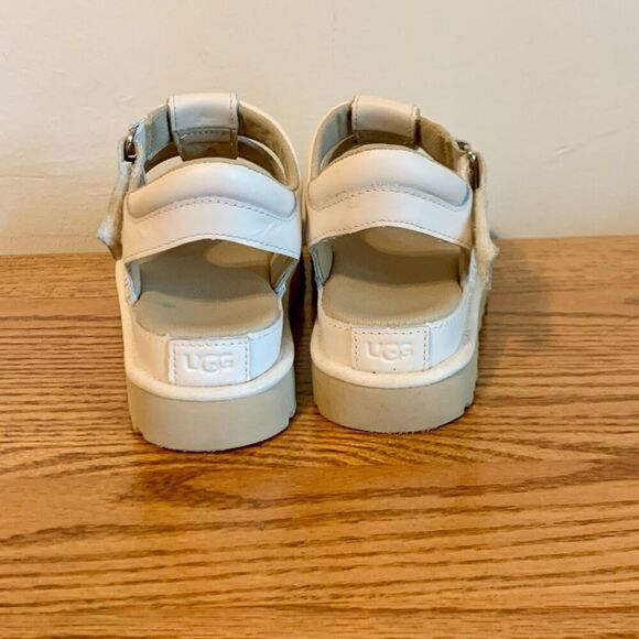 UGG Goldenstar Platform Sandal 6 Cream White Strappy Leather Chunky Strap Summer - Picture 14 of 16